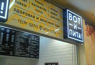 Вывеска для ресторана WHAT-A-PITA! — вид сбоку 2